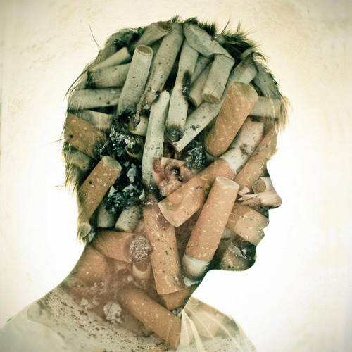 Современный Коллаж (2010) Сделано из окурков сигарет. Дэн Маунтфорд.