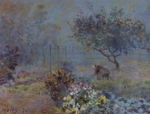 Туманное Утро (1874)  Музей Орсе, Париж.  Альфред Сислей.