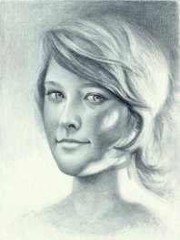 Графический женский портрет с распределением света