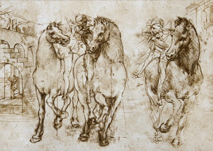 Леонардо да Винчи. Рисунок лошадей