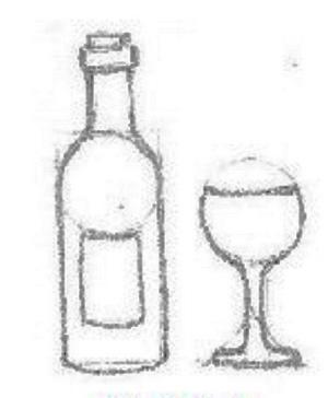 Рисование предметов быта. Бутылка вина и бокал