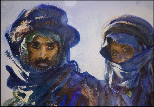 Деталь из "Бедуинов" (1906). Гуашь и акварель. Джон Сингер Сарджент. Бруклинский художественный музей.